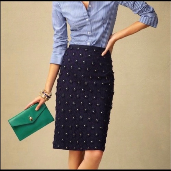 Talbots Dresses & Skirts - Talbots Eyelet Beaded 3D Flowers Pencil Skirt, 2P